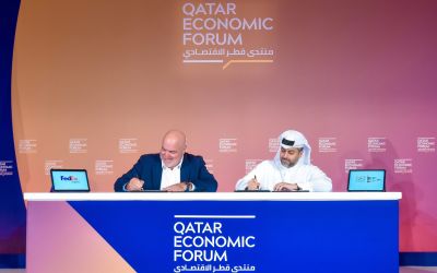 Signing ceremony of FedEx and QFZ at Qatar Economic Forum