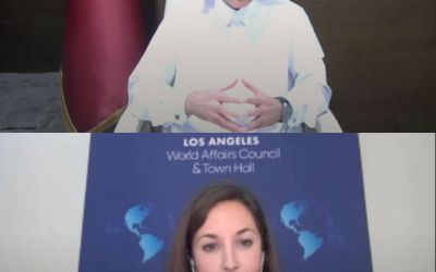 The Los Angeles World Affairs Council & Town Hall personnel with Minister of State and Chairman of Qatar Free Zones Authority for a discussion on Qatar’s innovative Free Zones.